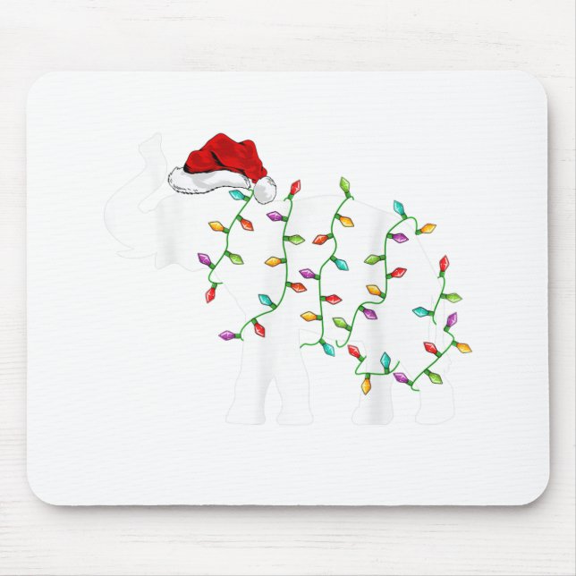 Tapis De Souris Éclairage de Noël éléphant amusant Santa Hat Eléph (Devant)