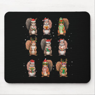 Tapis De Souris Éclairages de Noël Écureuils Décor Drôle Écureuil 