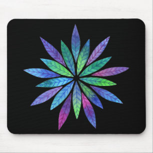 Tapis De Souris Éclat de feuille bleu-vert