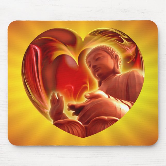 Tapis De Souris Éclat jaune du coeur | de BOUDDHA (Devant)