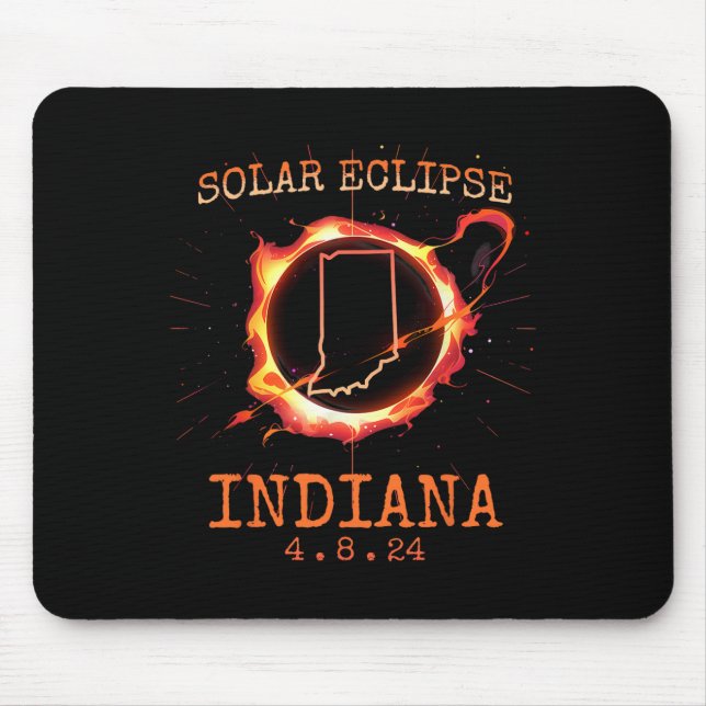 Tapis De Souris Eclipse 2024 Indiana State Totality Usa Path Souve (Devant)