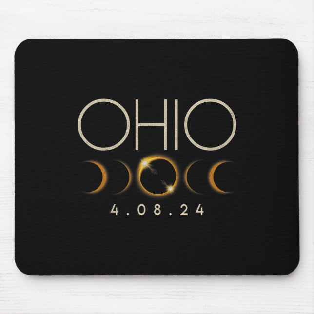 Tapis De Souris Éclipse solaire 2024 État Ohio Total Éclipse solai (Devant)