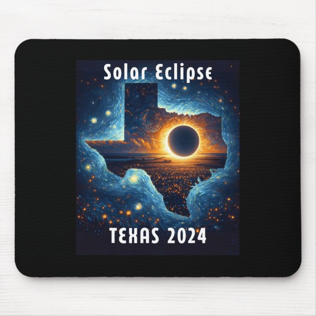 Tapis De Souris Éclipse solaire 2024 Nuit étoilée (Devant)
