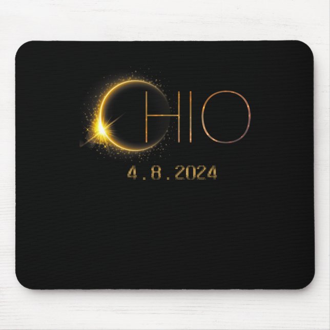 Tapis De Souris Éclipse solaire 2024 Total Éclipse solaire État Oh (Devant)