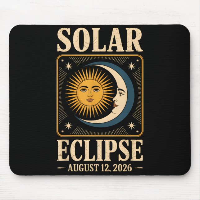 Tapis De Souris Éclipse solaire 2026 Éclipse solaire totale 12 aoû (Devant)