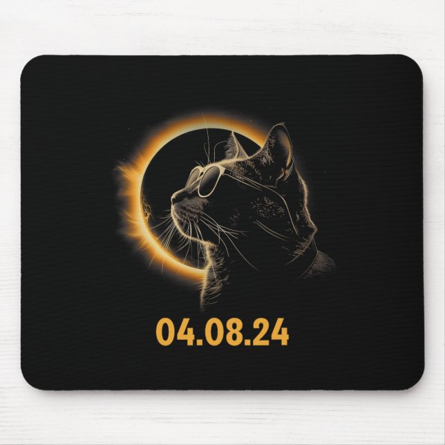 Tapis De Souris Éclipse Solaire Chat Éclipse Solaire Verres Éclips (Devant)