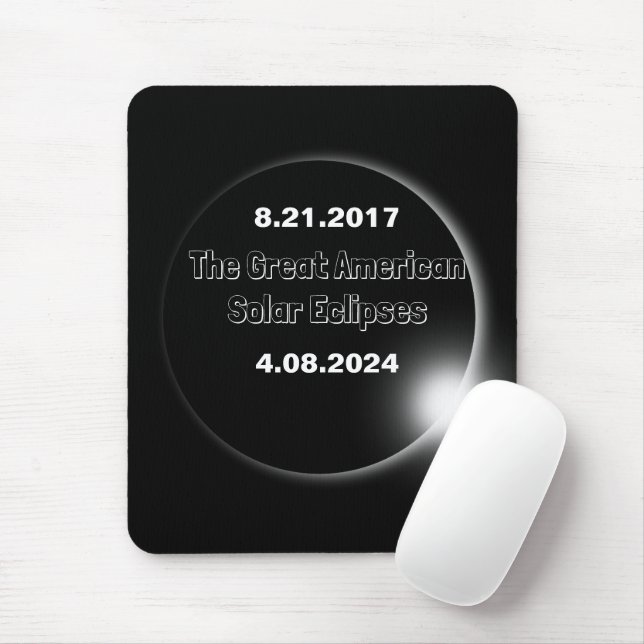 Tapis De Souris Éclipse solaire double datée 2024 & 2017 (Avec souris)