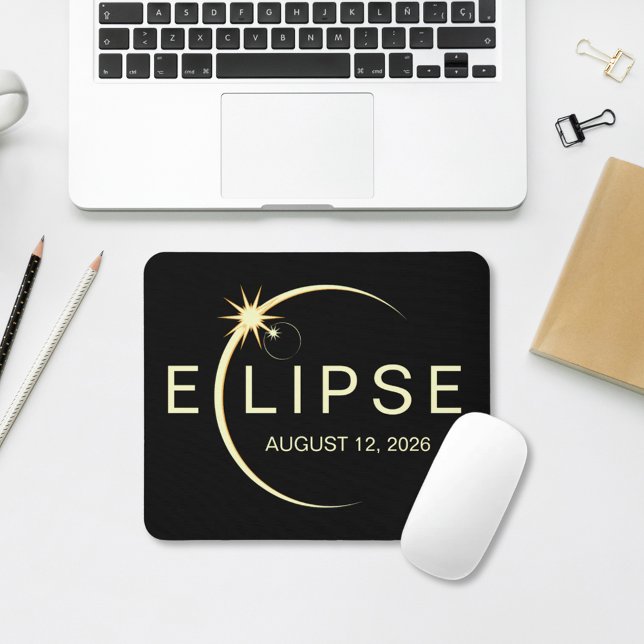 Tapis De Souris Éclipse solaire, événement d'astronomie 2026 (Solar Eclipse Astronomy Event 2026 Mouse Pad)
