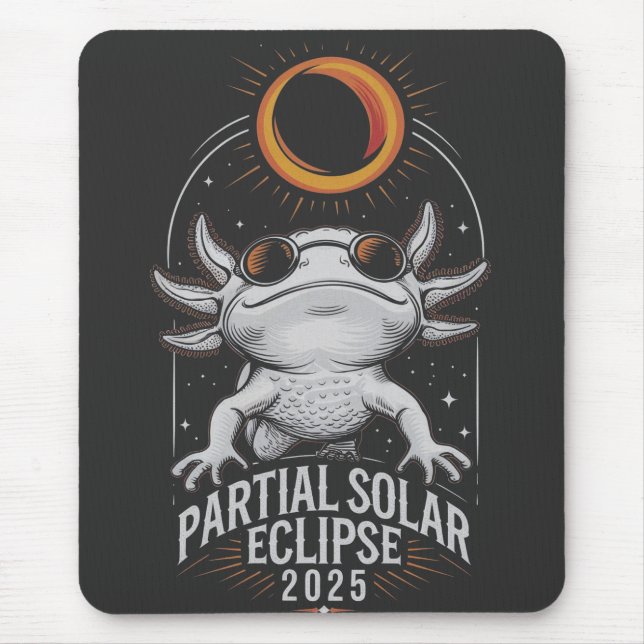 Tapis De Souris Éclipse solaire partielle 2025 Axolotl Amphibian (Devant)