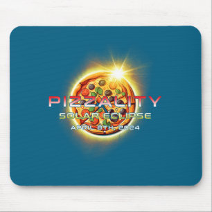 Tapis De Souris Éclipse solaire Pizzalité Éclipse Pizza Illustrati