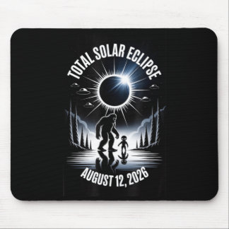Tapis De Souris Éclipse solaire totale 12 août 2026 Bigfoot Alien