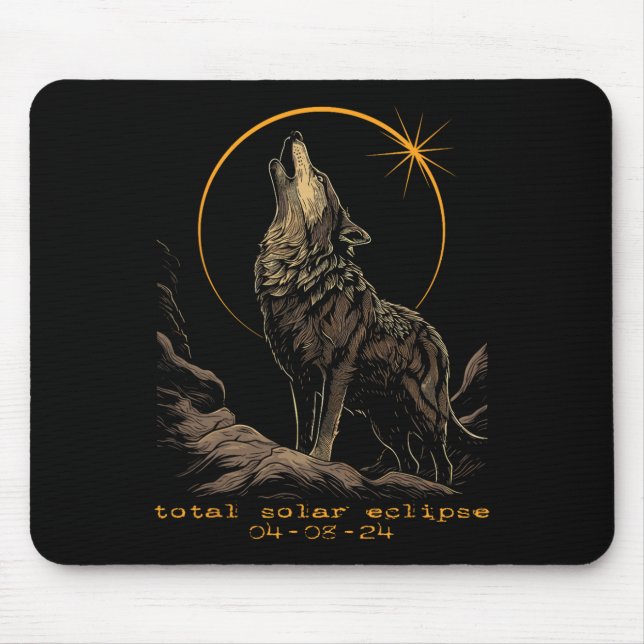 Tapis De Souris Éclipse solaire totale 8 avril Loup (Devant)