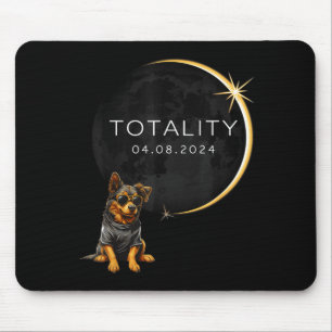 Tapis De Souris Éclipse solaire totale Chien Totalité 2024 Drôle d