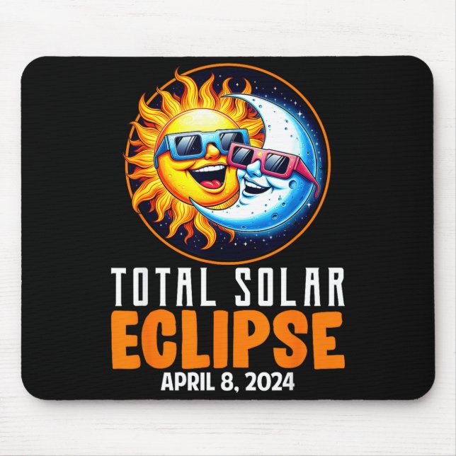 Tapis De Souris Éclipse solaire totale mignonne 8 avril (Devant)