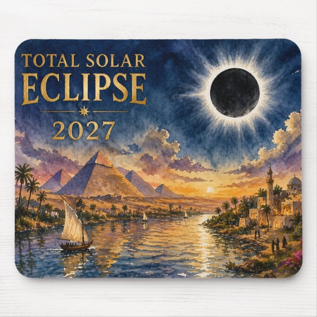 Tapis De Souris Éclipse totale de Soleil 2027 Égypte (Devant)
