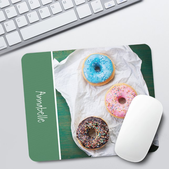 Tapis De Souris École personnalisée avec de mignons beignets (Cute Colorful Donuts Personalized Mouse Pad)
