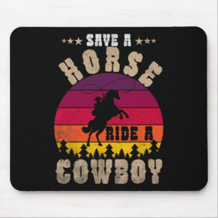 Tapis De Souris Économisez Une Promenade À Cheval Un Cowboy Drôle 