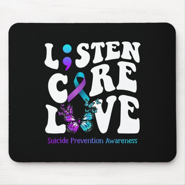 Tapis De Souris Écouter Soins Amour Papillon Prévention du suicide (Devant)