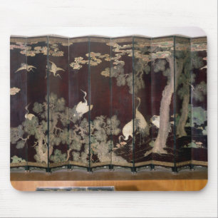 Tapis De Souris Écran de Coromandel dépeignant des grues