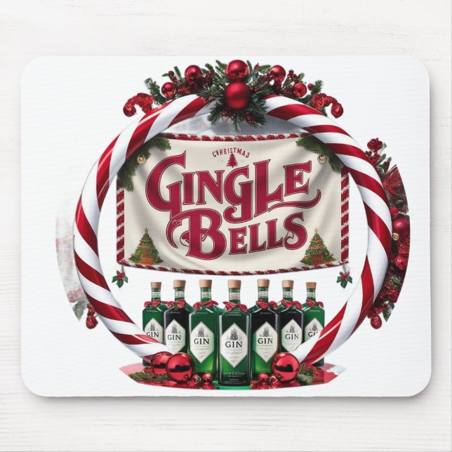 Tapis De Souris Écran Gin de Noël Gingle Bells (Devant)