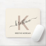 Tapis De Souris Écriture beige crème moderne nom monogramme<br><div class="desc">Écriture beige crème moderne monogramme nom pavé de souris</div>