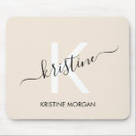 Tapis De Souris Écriture beige moderne monogramme nom pavé de sour<br><div class="desc">Écriture beige moderne monogramme nom pavé de souris</div>