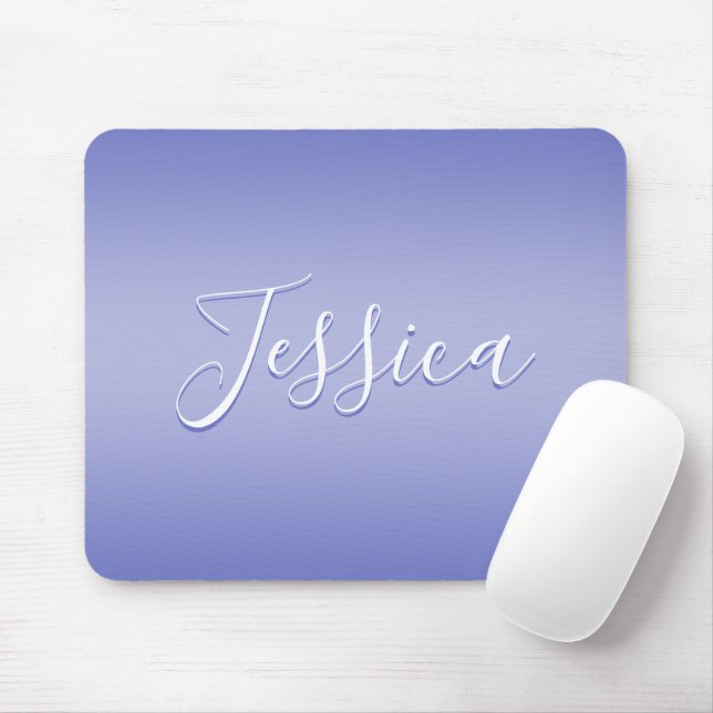 Tapis De Souris Écriture cursive éditable | Violet blanc et violet (Avec souris)
