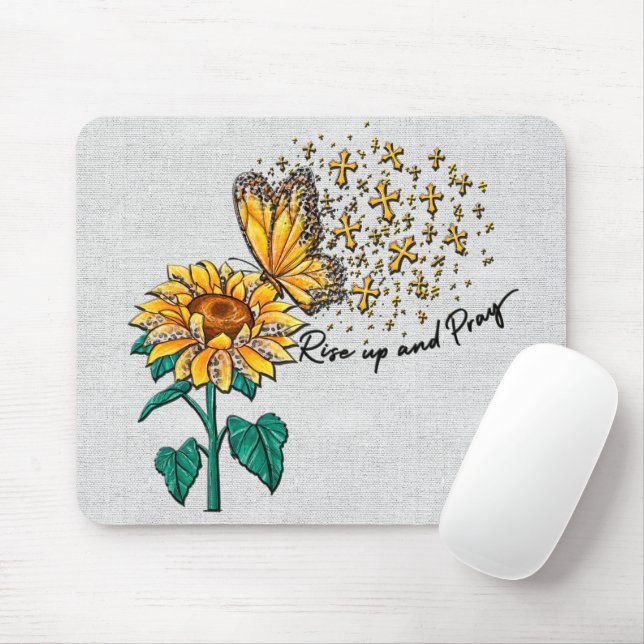 Tapis De Souris Écriture inspirée du papillon de tournesol (Avec souris)