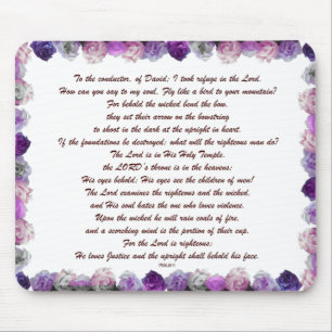 Tapis De Souris Écriture, Psaume 11, Roses pourpre