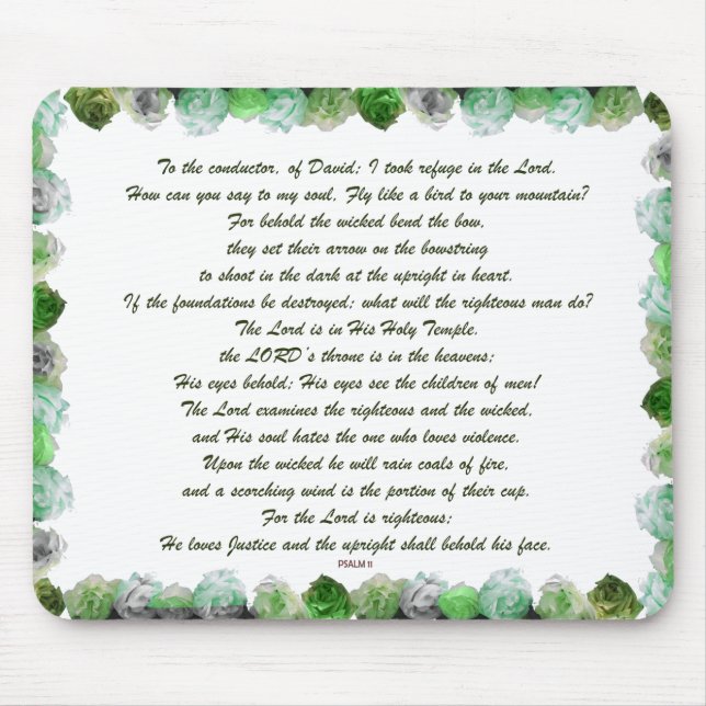 Tapis De Souris Écriture, Psaume 11, Verse de la Bible, (Devant)