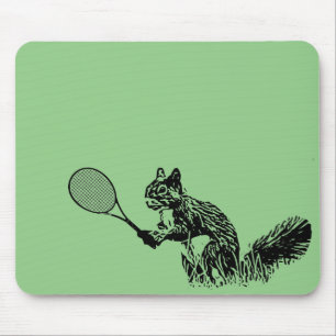Tapis De Souris Écureuil avec raquette de tennis sur Arrière - p