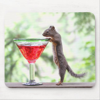 Tapis De Souris Écureuil buvant un cocktail