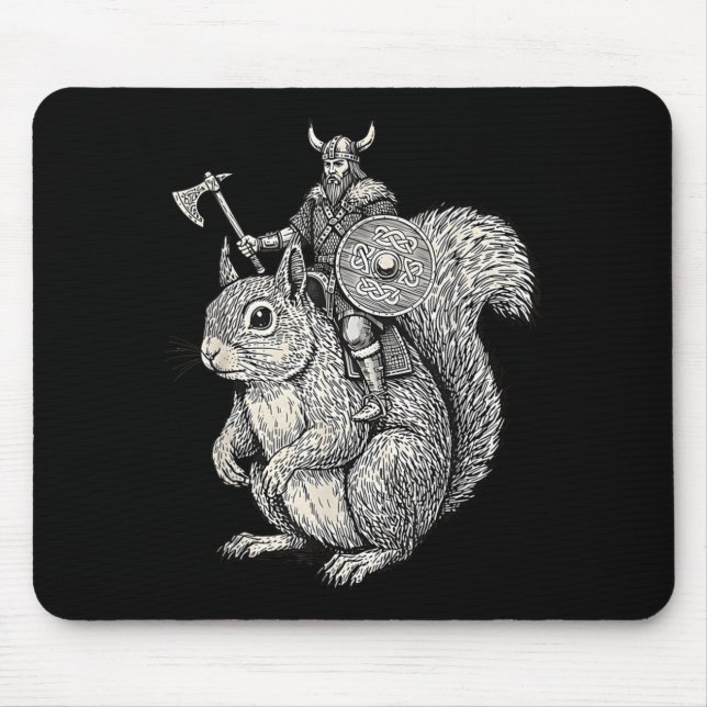 Tapis De Souris Écureuil chevauchant Viking Art de guerrier drôle  (Devant)