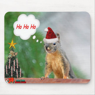 Tapis De Souris Écureuil de Joyeux Noël indiquant Ho Ho Ho !