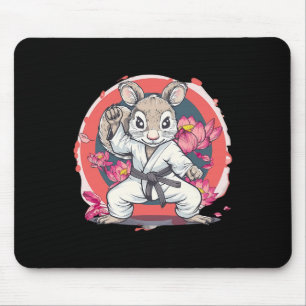 Tapis De Souris Écureuil de karaté mignon Fleur de lotus Mma Kickb