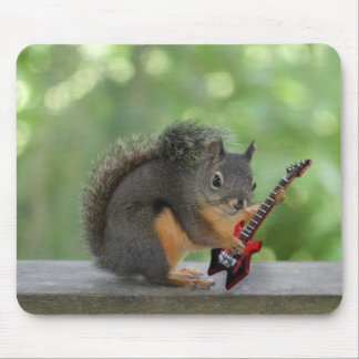 Tapis De Souris Écureuil jouant la guitare électrique