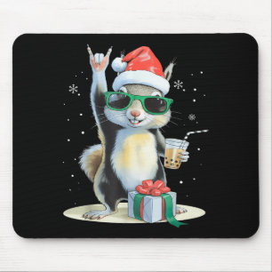 Tapis De Souris Écureuil Kawaii Noël Bubble Tea Boba Écureuil