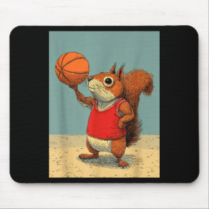 Tapis De Souris Écureuil mignon animal drôle de cartoon de basketb