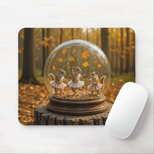 Tapis De Souris Écureuils rayés dansant dans un globe de verre
