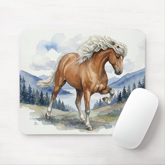 Tapis De Souris Edda Silver bay Icelandic Horse in the Mountains S (Avec souris)