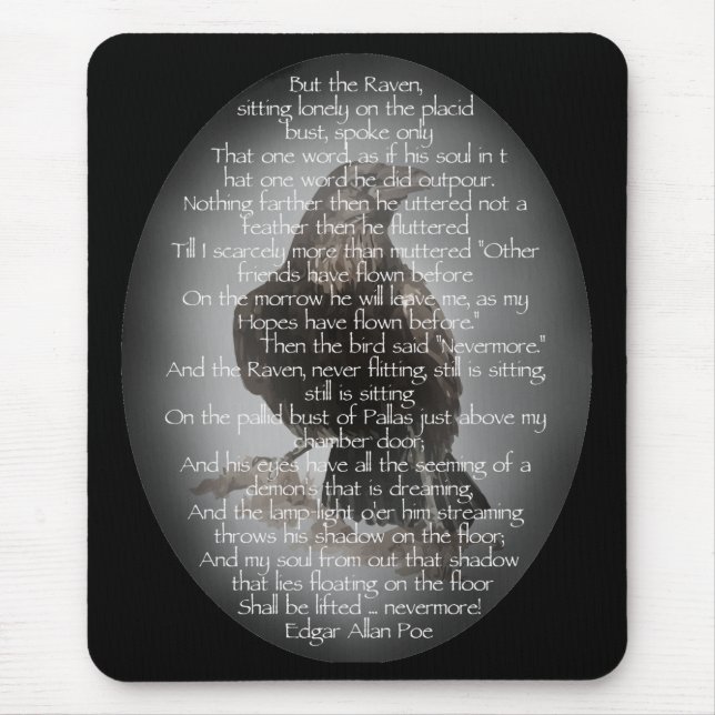 Tapis De Souris Edgar Allen Poe "Le Corbeau" Halloween Poem bird (Devant)