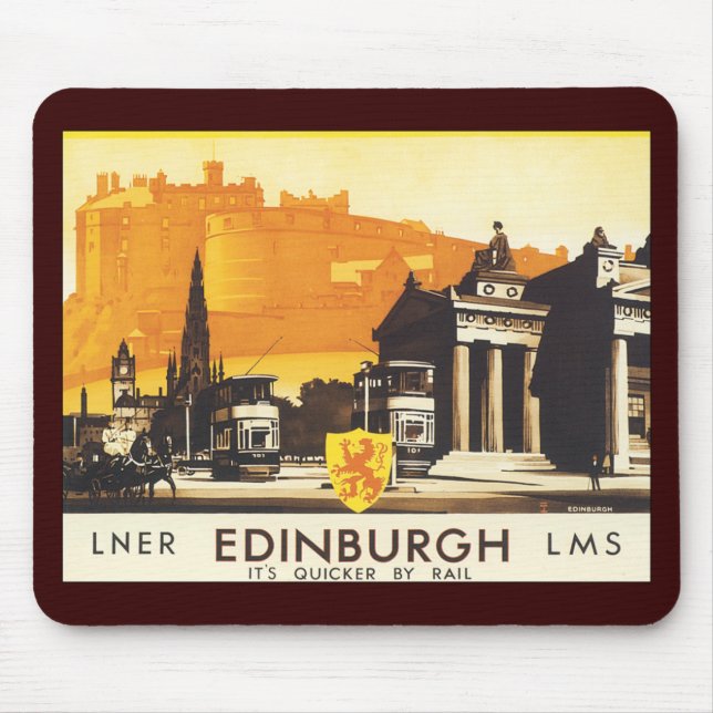 Tapis De Souris Edimbourg via LNER Rail Poster (Devant)