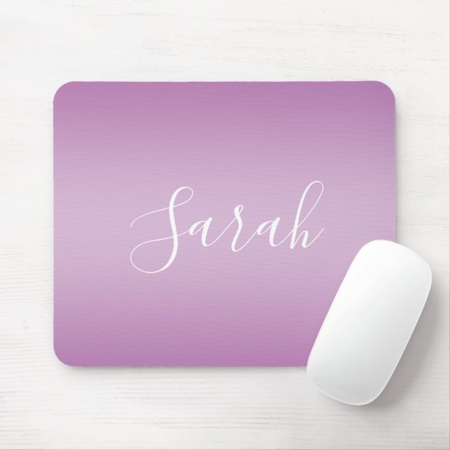 Tapis De Souris Editable Soft Mauve Ombre & White Text Script (Avec souris)