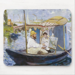 Tapis De Souris Edouard Manet - Monet dans son bateau atelier