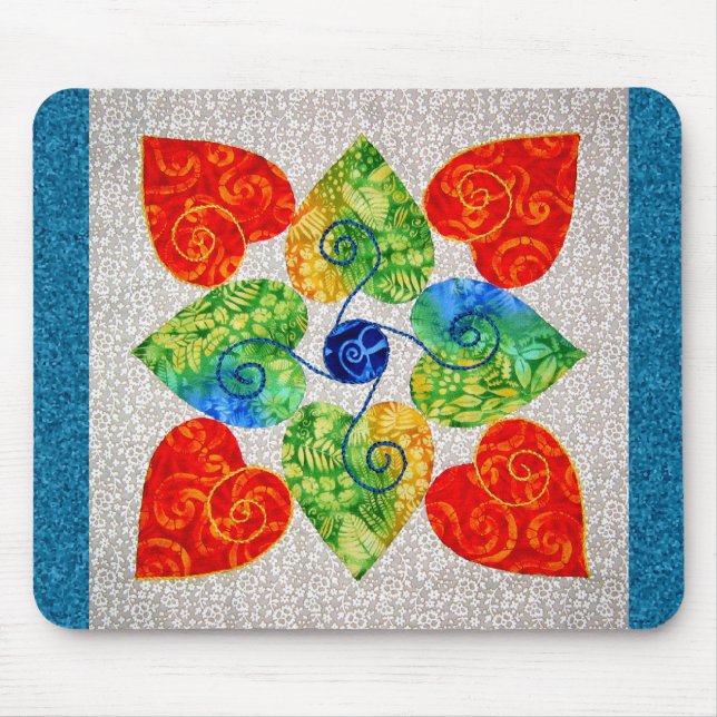 Tapis De Souris Édredon fantaisie de coeurs - bloc #1 (Devant)