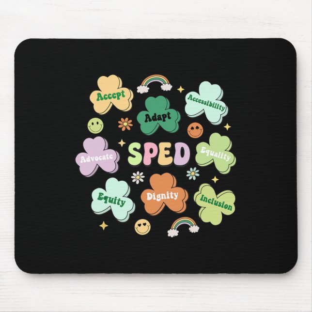 Tapis De Souris Éducation Spéciale Sped St Patricks Day Trèfle Spe (Devant)