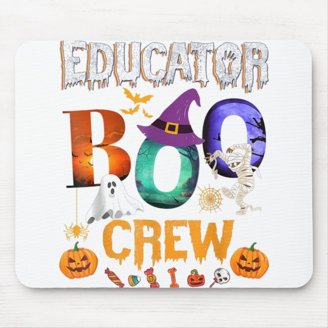 Tapis De Souris Educator Boo Crew Teacher Student Funny Halloween (Devant)