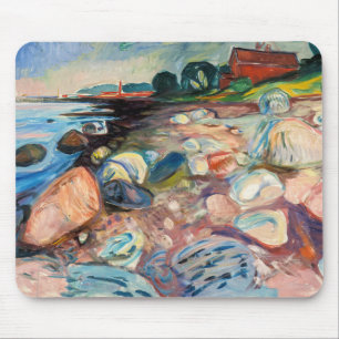 Tapis De Souris Edvard Munch - Rive avec Maison Rouge