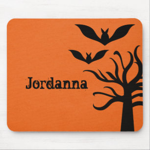 Tapis De Souris Eerie Bats Halloween Mousepad, Orange