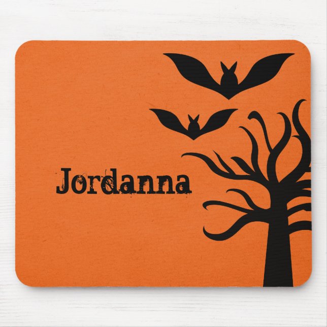 Tapis De Souris Eerie Bats Halloween Mousepad, Orange (Devant)